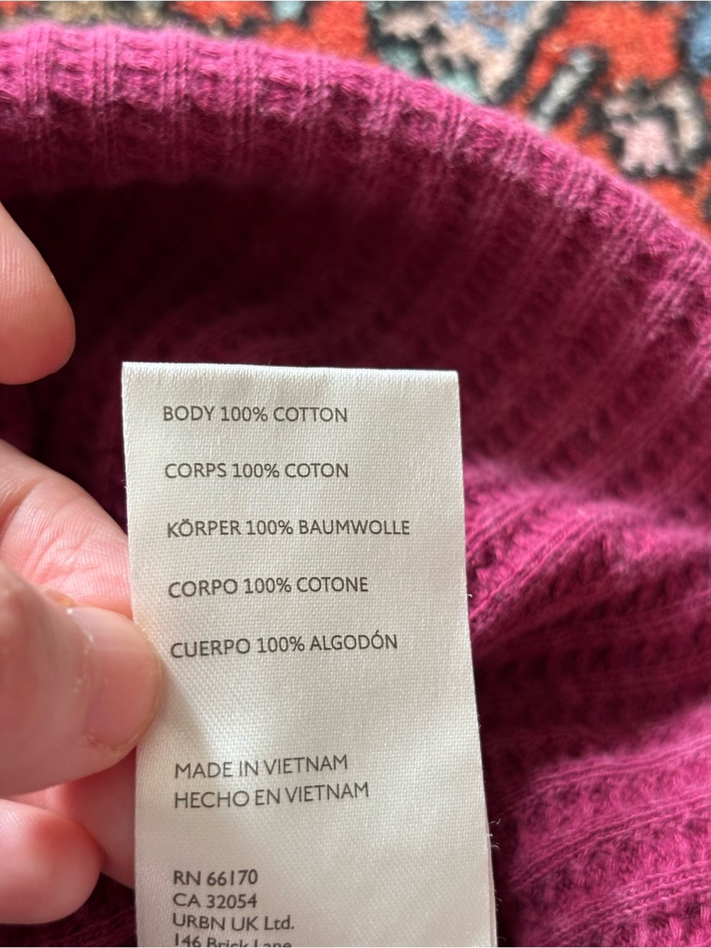 Free People We The Free One of the Boys Magenta Berry Raw Edge Waffle Thermal - Picture 6 of 6